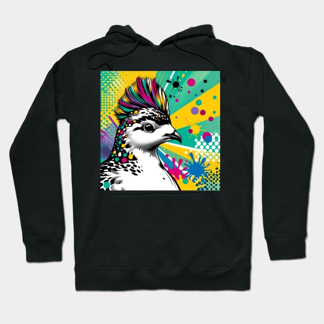 Pop Art Ptarmigan - Alpine Avian Fashion Statement Hoodie by PawPopArt